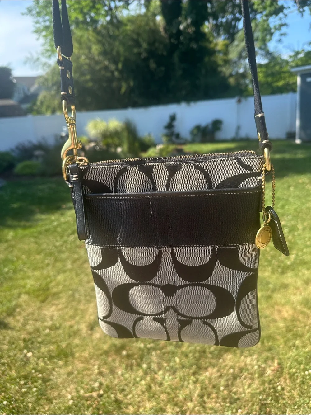 Coach Striped Signature Canvas Swingpack Crossbody - Picture 1 of 6